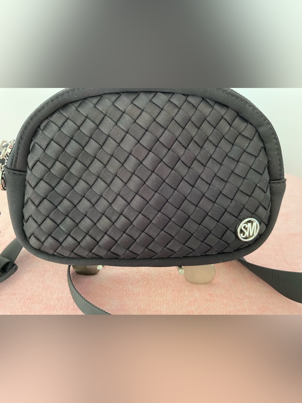 Steve Madden Black Woven Belt Bag
